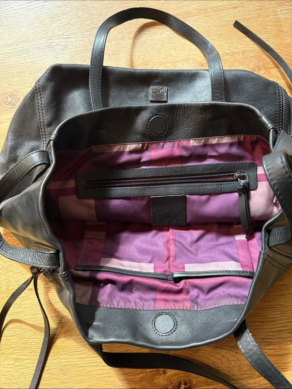 ‘00s Kooba Black Leather Tote with Double Straps
